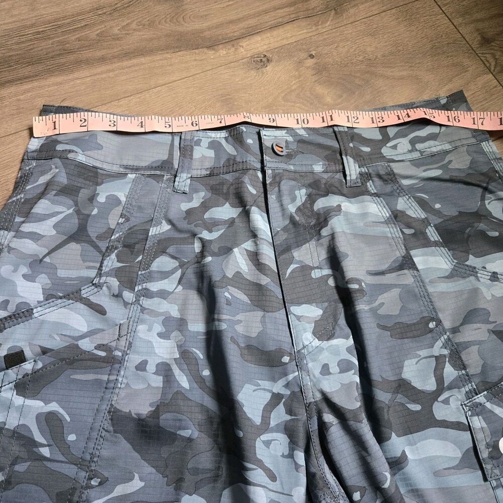AFTCO Fishing Shorts Men's 32 Blue Camo Ripstop Utility Cargo Outdoor Shorts - Picture 15 of 15